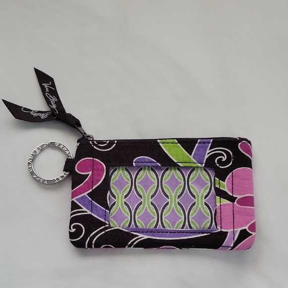 Vera Bradley Pink and Black Patterned Keychain Wallet - Picture 1 of 3